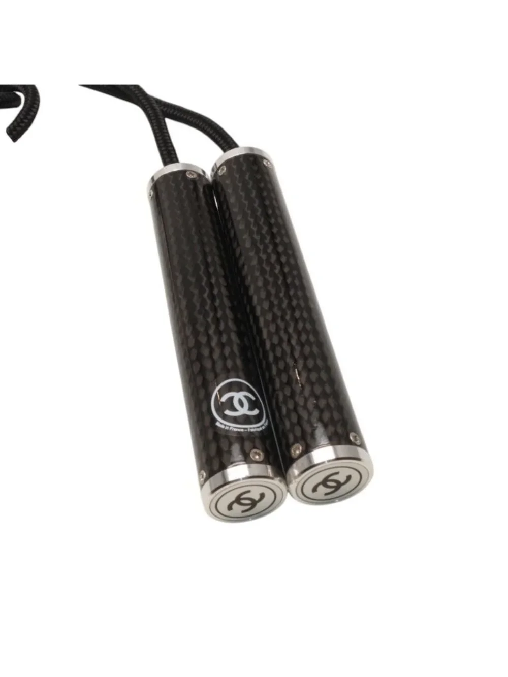 Chanel Jumping Rope Skipping Carbon CC Logo Black Vintage